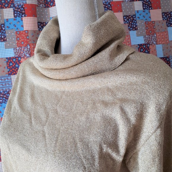 Vintage 1980s I. B. Diffusion Sparkly Gold Sweater Size Small - Picture 8 of 11